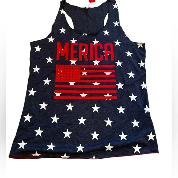 Merica Blue Racerback Tank with Stars- Women’s Large - Picture 2 of 4